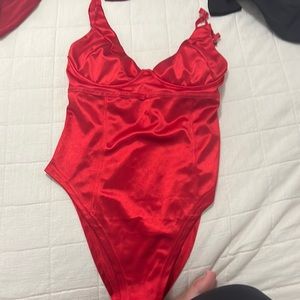 Red Corset Tank Top Bodysuit - Size M